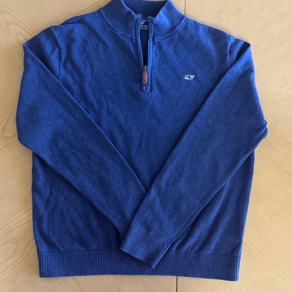 Vineyard Vines Boys’ Saltwater Quarter-Zip Blue Zip-Up Sweater